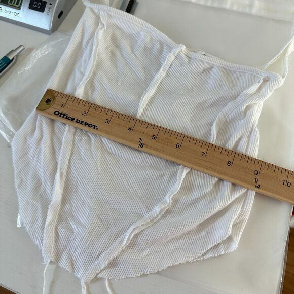 Sami Miro Vintage White VCut Square Neck Tank White Babyrib Raw Cut Trim Top SM - Picture 11 of 12